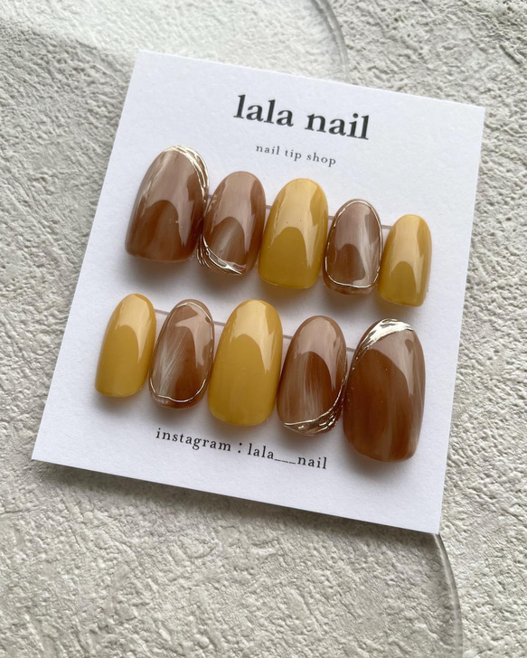 ネイルチップ ブラウンネイル ニュアンスネイル 秋ネイル ネイルチップ
