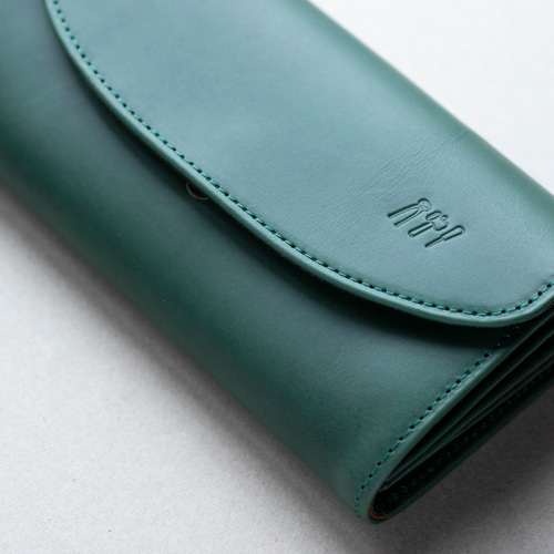 大容量 姫路産アラバスタレザー マチの大きいお財布 本革 グリーン