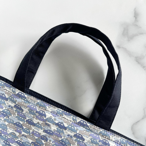 30×40】レッスンバッグ・紺色・リバティ・カーズ・男の子・シンプル