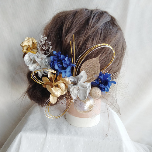 A21 ドライフラワー 和玉 水引 髪飾り 成人式 卒業式 結婚式 色打掛