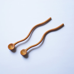 彎柄木製攪拌棒（柚木）A016-0 第3張的照片