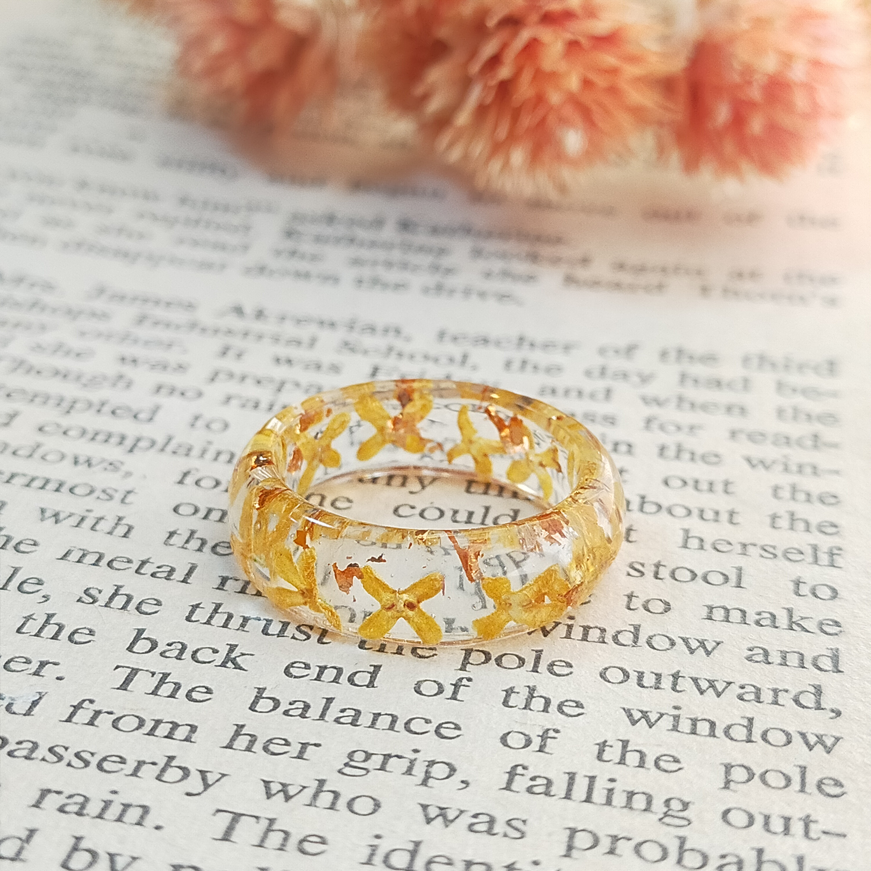 旧☆レジンリング 指輪 ベージュ オレンジ イエロー ゴールド サイズ