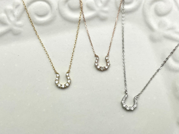 ホースシュー～ No.3203 Pt/K18YG/K18PG ダイヤモンド ネックレス