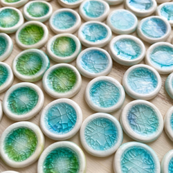 陶器×琉球ガラスのお池耳飾り Blue Pond ・Green Forest/陶器製 ピアス イヤリング 1枚目の画像