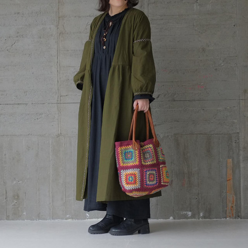 グラニースクエアがレトロ可愛い！フラワークロシェトートバッグ（20w