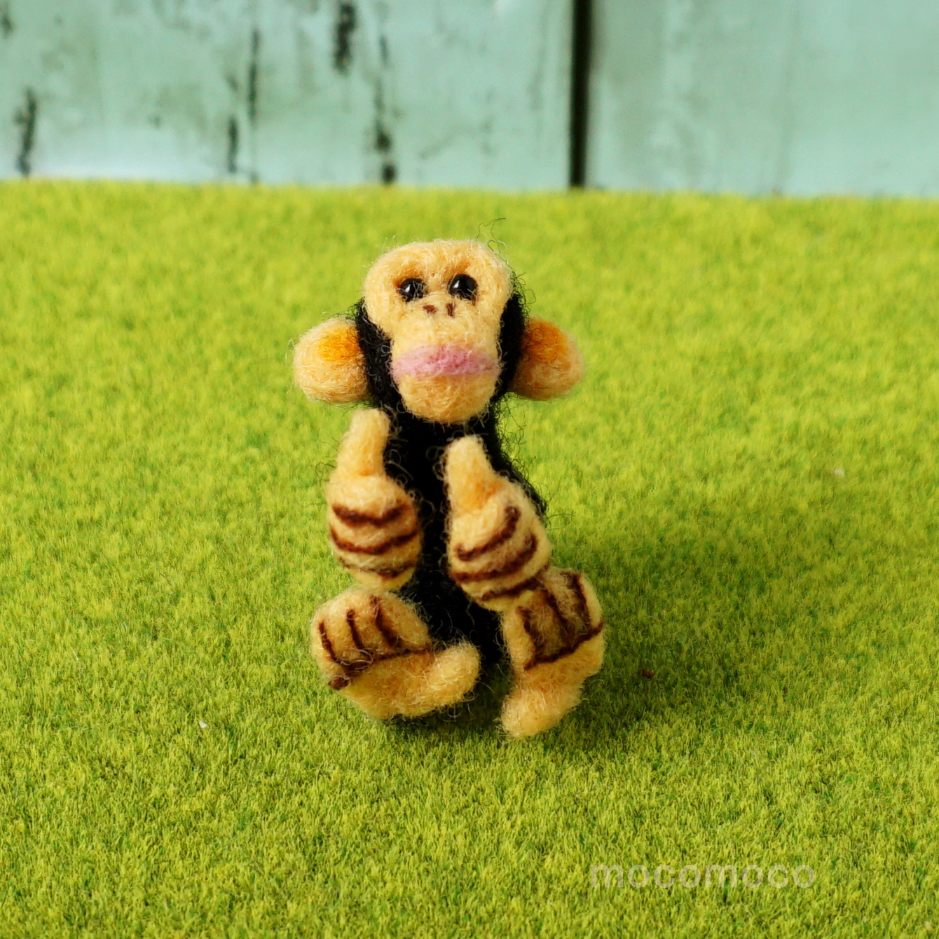 【受注制作作品】もこもこマスコット・チンパンジーのパンジー　☆羊毛フェルティング☆あかころ☆akatin☆