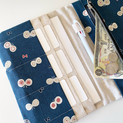 リニューアル✨北欧柄ちょうちょ マルチケース 母子手帳ケース　【ネイビー】S.M.Lサイズ 製作可能 7枚目の画像