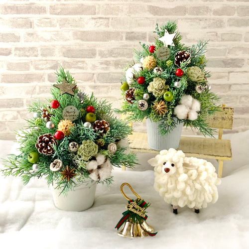 ハンドメイドアーティフィシャルフラワー　クリスマスコーンハスクツリー24 Xmas Basket（クリスマス バスケット） アートフラワー La Rosée