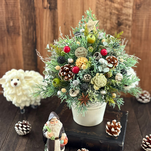 ソラフラワーアレンジメント　クリスマス クリスマスツリー、ノエルの森、北欧、アレンジメント、造花