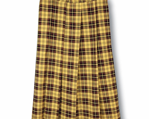 タータンチェックフレアプリーツスカート/イエロー フレアスカート