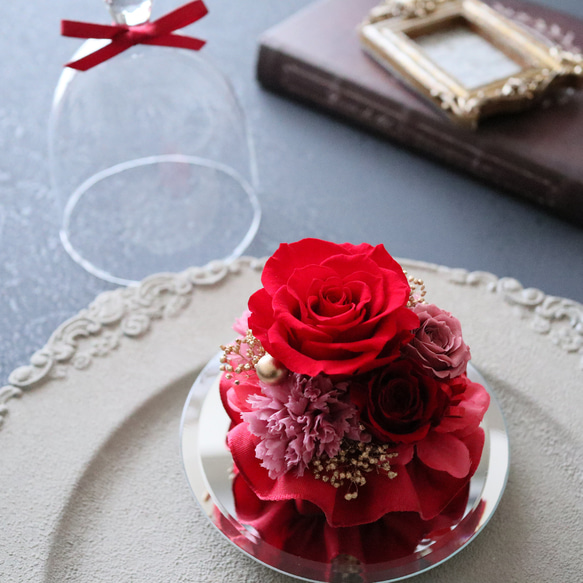 アンティークレッドの大人っぽいガラスドーム｜母の日・誕生日・還暦祝い・退職祝い等　pre.022 3枚目の画像