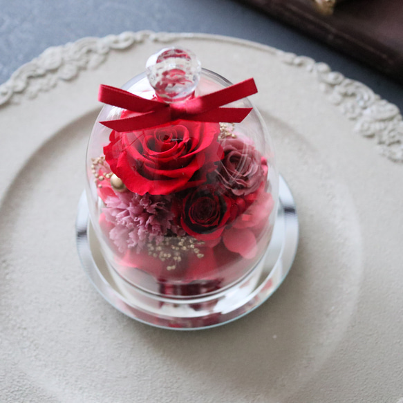 アンティークレッドの大人っぽいガラスドーム｜母の日・誕生日・還暦祝い・退職祝い等　pre.022 4枚目の画像