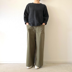 S・ML・2L・3L＊丈調整＊コットンアウトポケットワイドパンツ＊キャメル/ブラック/カーキ 7枚目の画像