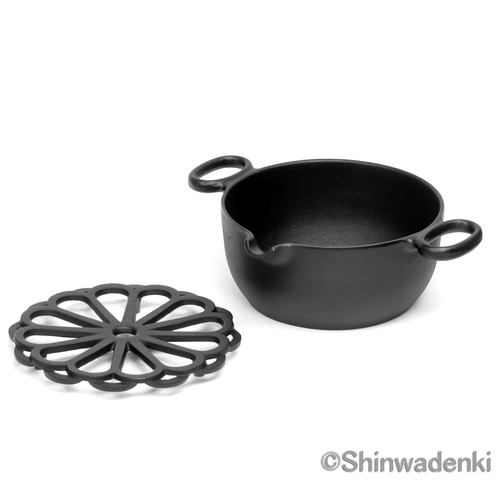 南部鉄器 鉄鍋 天ぷら鍋 揚げ物鍋17cm 日本製 ガス・IH対応 アウトドア