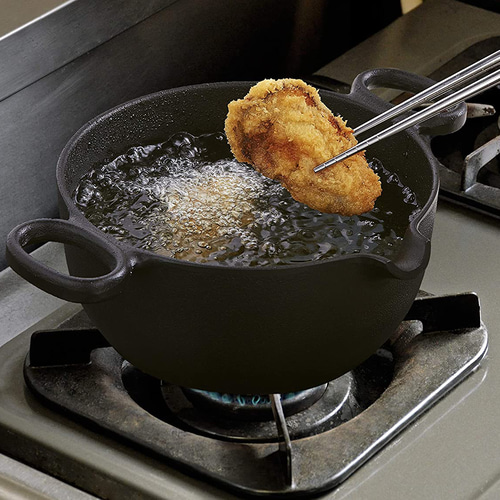 南部鉄器 鉄鍋 天ぷら鍋 揚げ物鍋17cm 日本製 ガス・IH対応 アウトドア