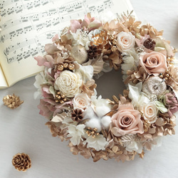 ☆クリスマス☆《受注生産品》 20cmプリザーブドフラワーリース 白