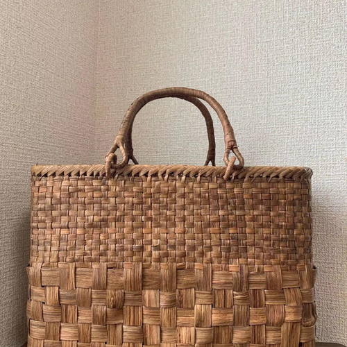 山葡萄 山葡萄かごバッグ 手作り 山葡萄籠バッグ 市松編み 内布