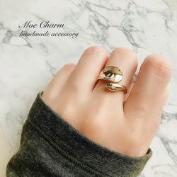 再販】ゴールドデザインリング／指輪／個性的／フリーサイズ／おおぶり