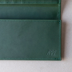 ロングウォレット　グリーン　本革　アラバスタレザー　メンズ　長財布　薄い　スタンダード　日本製　aw-12hn 5枚目の画像