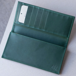 ロングウォレット　グリーン　本革　アラバスタレザー　メンズ　長財布　薄い　スタンダード　日本製　aw-12hn 4枚目の画像