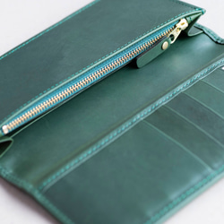ロングウォレット　グリーン　本革　アラバスタレザー　メンズ　長財布　薄い　スタンダード　日本製　aw-12hn 6枚目の画像
