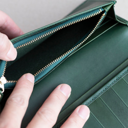 ロングウォレット　グリーン　本革　アラバスタレザー　メンズ　長財布　薄い　スタンダード　日本製　aw-12hn 7枚目の画像