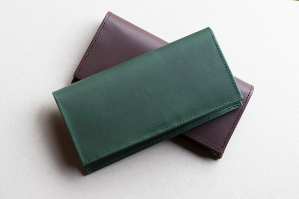 ロングウォレット　グリーン　本革　アラバスタレザー　メンズ　長財布　薄い　スタンダード　日本製　aw-12hn 9枚目の画像