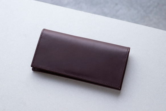 ロングウォレット　チョコ　本革　姫路産　アラバスタレザー　メンズ　長財布　薄い　スタンダード　春財布　aw-12hn 1枚目の画像