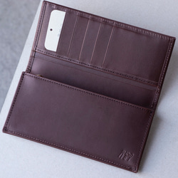 ロングウォレット　チョコ　本革　姫路産　アラバスタレザー　メンズ　長財布　薄い　スタンダード　春財布　aw-12hn 3枚目の画像