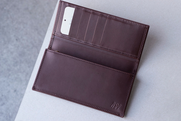 ロングウォレット　チョコ　本革　姫路産　アラバスタレザー　メンズ　長財布　薄い　スタンダード　春財布　aw-12hn 3枚目の画像