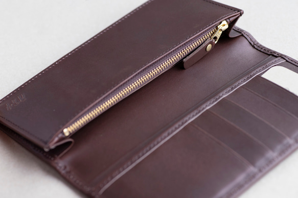 ロングウォレット　チョコ　本革　姫路産　アラバスタレザー　メンズ　長財布　薄い　スタンダード　春財布　aw-12hn 6枚目の画像