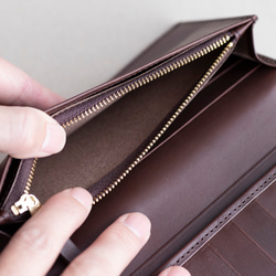 ロングウォレット　チョコ　本革　姫路産　アラバスタレザー　メンズ　長財布　薄い　スタンダード　春財布　aw-12hn 7枚目の画像