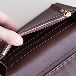 ロングウォレット　チョコ　本革　姫路産　アラバスタレザー　メンズ　長財布　薄い　スタンダード　春財布　aw-12hn 8枚目の画像