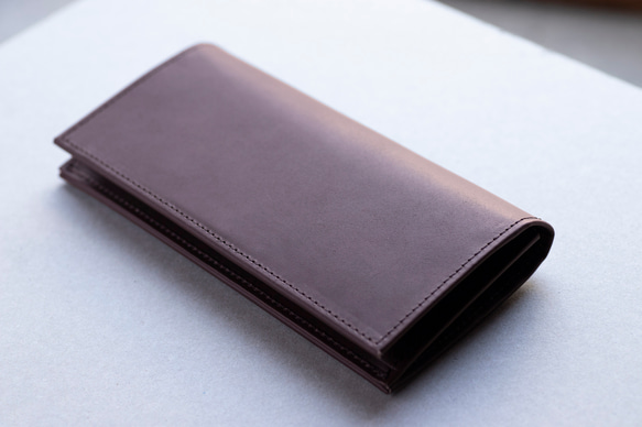 ロングウォレット　チョコ　本革　姫路産　アラバスタレザー　メンズ　長財布　薄い　スタンダード　春財布　aw-12hn 2枚目の画像