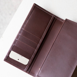 ロングウォレット　チョコ　本革　姫路産　アラバスタレザー　メンズ　長財布　薄い　スタンダード　春財布　aw-12hn 5枚目の画像