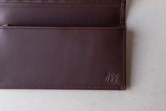ロングウォレット　チョコ　本革　姫路産　アラバスタレザー　メンズ　長財布　薄い　スタンダード　春財布　aw-12hn 4枚目の画像