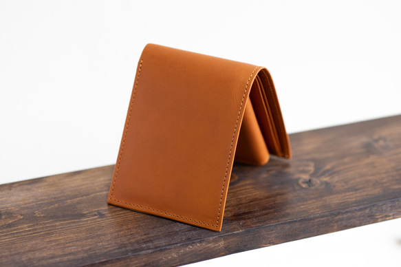 ハーフウォレット　キャメル　本革　姫路産　父の日　アラバスタレザー　二つ折り財布　スリム　スタンダード　aw-14hn 