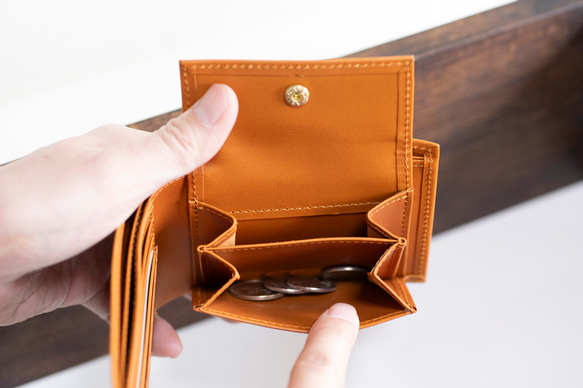 ハーフウォレット　キャメル　本革　姫路産　父の日　アラバスタレザー　二つ折り財布　スリム　スタンダード　aw-14hn 