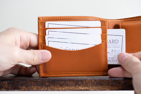 ハーフウォレット　キャメル　本革　姫路産　父の日　アラバスタレザー　二つ折り財布　スリム　スタンダード　aw-14hn 
