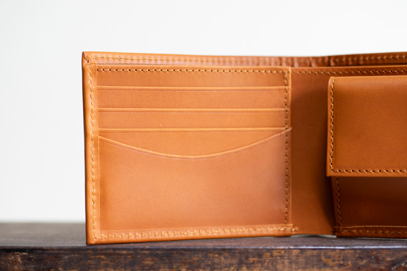 ハーフウォレット　キャメル　本革　姫路産　父の日　アラバスタレザー　二つ折り財布　スリム　スタンダード　aw-14hn 