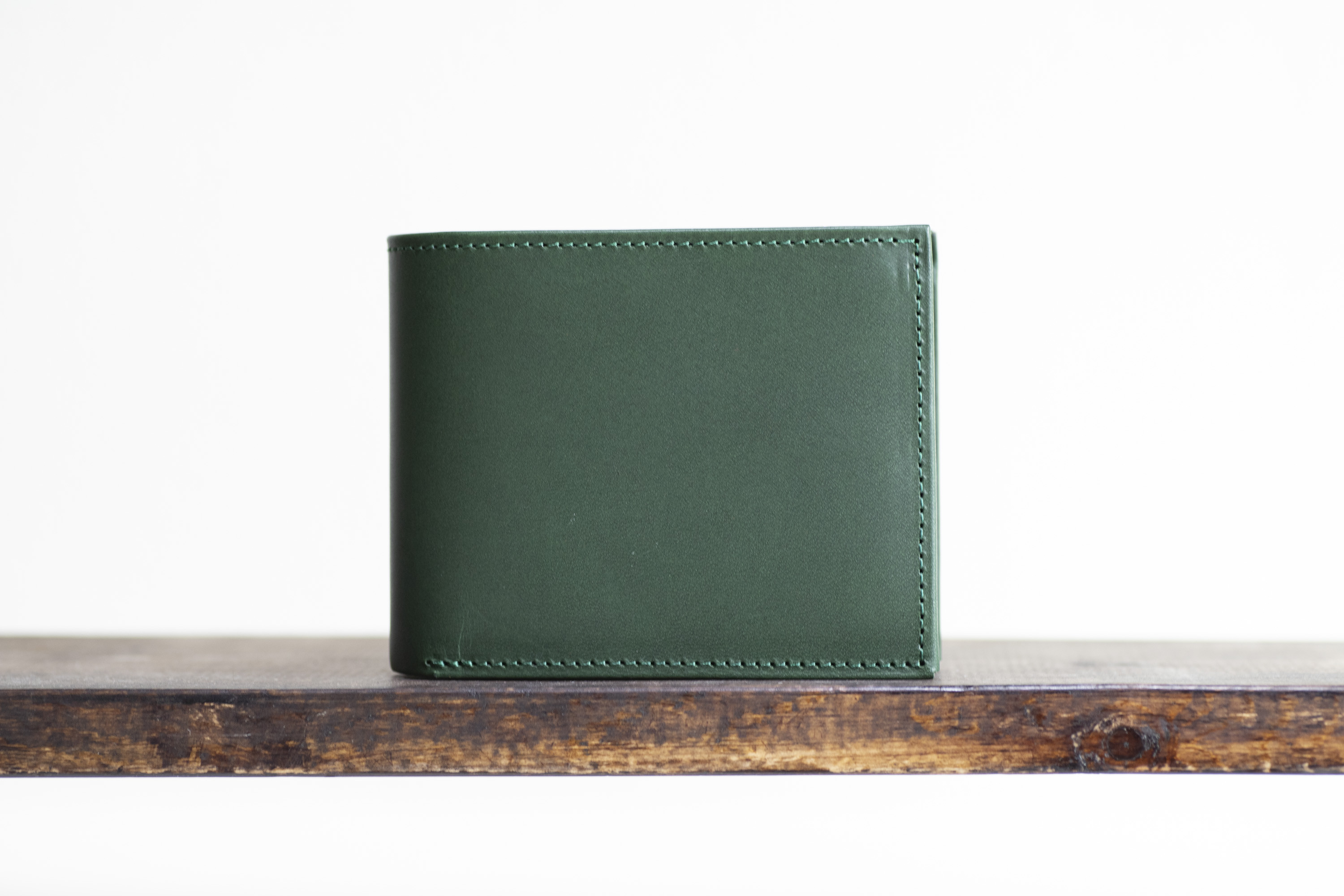 お札を折らない　ハーフウォレット　グリーン　本革　メンズ　アラバスタレザー　二つ折り財布　春財布　aw-14hn