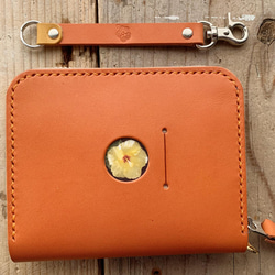 日本札にも対応した小さい財布　コインケース付きの海外旅行用スモールウォレット　トラベル革小物　オレンジ　ラッピング可 2枚目の画像