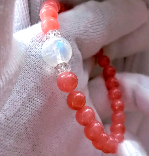 一点物✿美麗（厳選)極上レインボーブルームーン9.5mm珠高発色インカ  