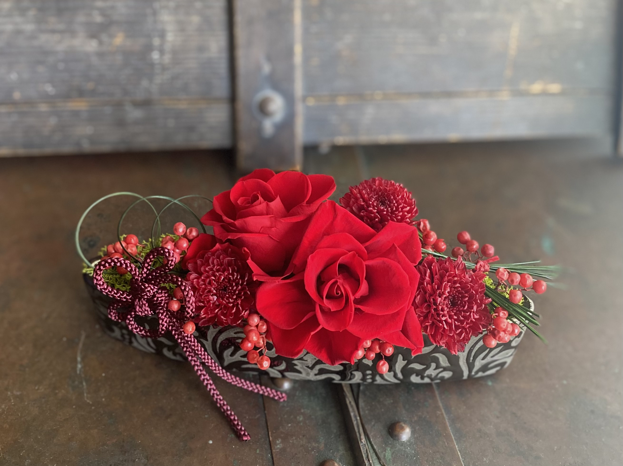 和風プリザーブドフラワー ローズ レッド 響花 プリザーブド