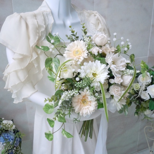 ウェディングブーケ ドライフラワー ブートニア付き 前撮りブーケ モカ