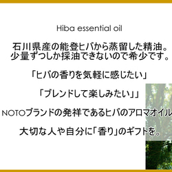 NOTO 能登ヒバ精油5ml　アロマオイル エッセンシャルオイル ディフューザー芳香浴や手作りキャンドルや香水用に 2枚目の画像