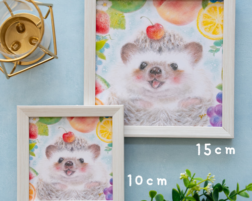 【税込】 複製画】「フルーツいっぱいハリネズミちゃん」 パステルアート その他