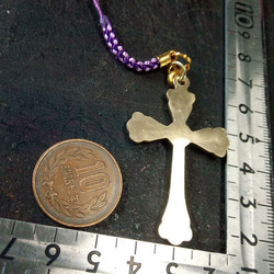 真鍮ブラス製　クロス十字架型根付ストラップ　着物や浴衣の帯飾り・かんざし・ネックレスパーツとして 3枚目の画像