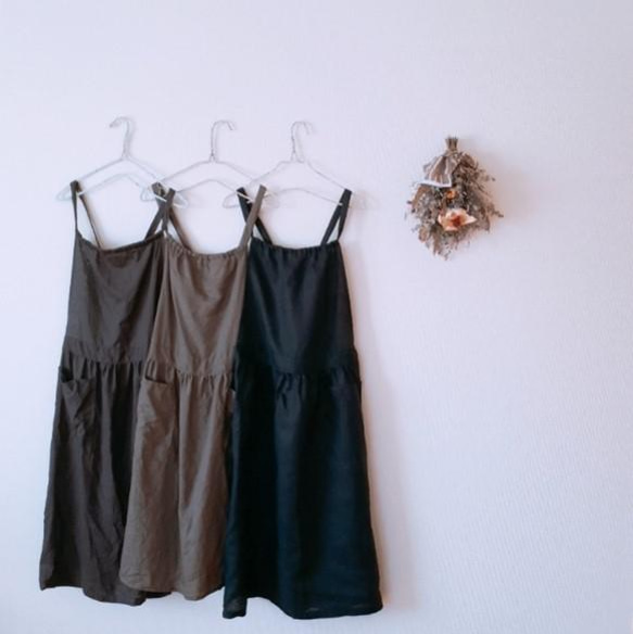 暮らしのエプロンワンピース・リネン/チョコレート 6枚目の画像