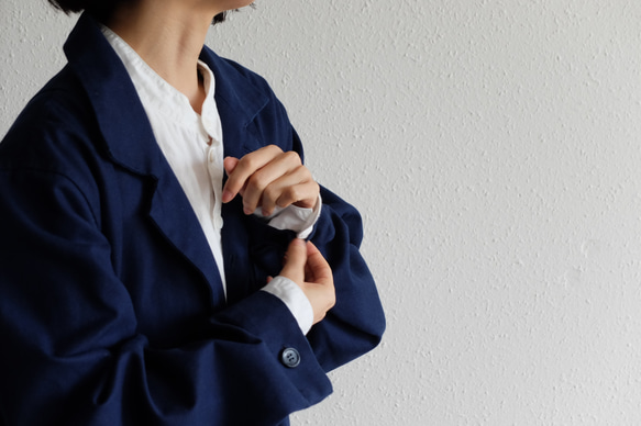 [補貨] Kima 服裝製作 / 大衣 帆布 海軍藍 / 男女通用 1size 第6張的照片